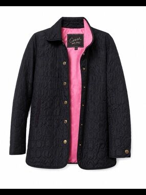 Coach Black Quilted Puffer Jacket with Pink Lining